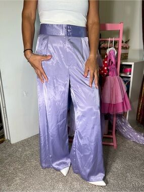 Forever 21 Lavender Satin Wide-Leg Pants